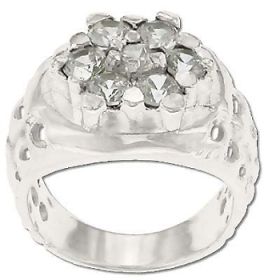 Sterling Silver Men's Style 7 CZ Cubic Zirconia Hex Hole Sides Ring