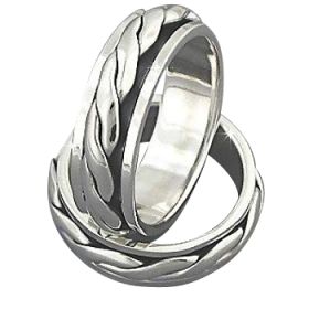 Sterling Silver Double Braid Design Spinner Ring