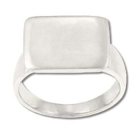 Sterling Silver Flat Rectangular Engraveable Ring