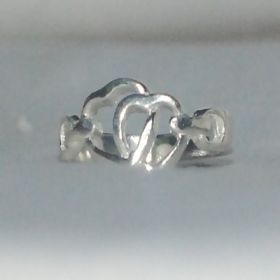 Sterling Silver 925 Double Heart Ring
