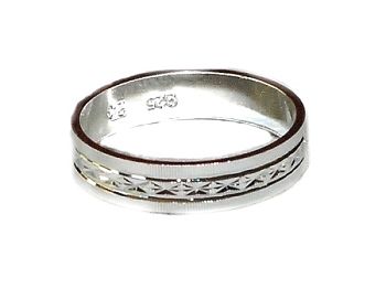 Sterling Silver 925 Band Rings with carved etchings