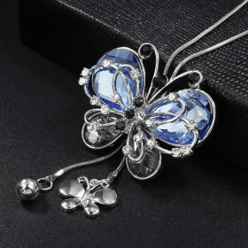 Butterfly Crystal Necklace Rhinestone Inlaid Silver Plated Women's Necklace Fashion Jewelry