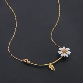 Women Daisy Pendant Necklace Gold Color Clavicle Chain Cute White Flower Fashion Dainty Metal Girls Party Wedding Jewelry Gifts