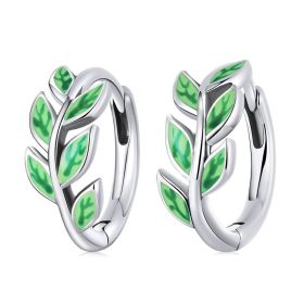 925 Sterling Silver Leaf Ear Buckles Earring Simple Classic Hoop Earrings for Women Statement Jewelry BSE500