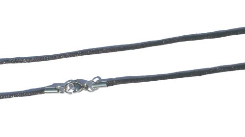 New 16 Inch Black Shinny Satin Rat Tail  Necklace