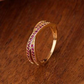 Stainless Steel Simple Fashion Cross Zircon Ring For Women Charms Jewelry Gift Birthday Gifts For Women Wife Girls Her 1pc (Color: Gold-red, size: 10)