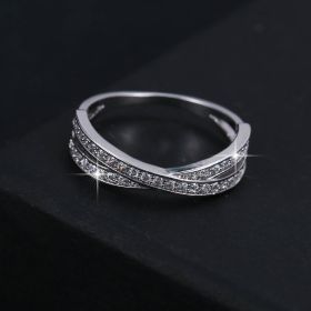Stainless Steel Simple Fashion Cross Zircon Ring For Women Charms Jewelry Gift Birthday Gifts For Women Wife Girls Her 1pc (Color: Silvery, size: 11)