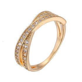 Stainless Steel Simple Fashion Cross Zircon Ring For Women Charms Jewelry Gift Birthday Gifts For Women Wife Girls Her 1pc (Color: Golden, size: 6)