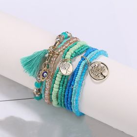 Tree Of Life Pendant Beaded Bracelet Boho Style Multilayer Stackable Beaded Bracelet Set Multicolor Hand Jewelry (style: Style-A)