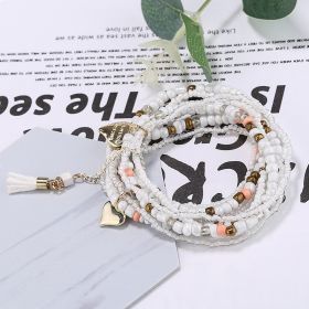 Heart Shape Pendant Bracelet Boho Style Multilayer Stackable Beaded Bracelet Set Multicolor Hand Jewelry (style: Style-E)