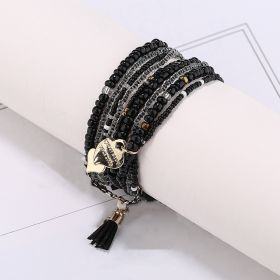 Heart Shape Pendant Bracelet Boho Style Multilayer Stackable Beaded Bracelet Set Multicolor Hand Jewelry (style: Style-C)