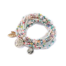 Stretch Beaded Bracelet Tree Of Life Pendant Multilayer Stackable Hand Bracelet Set Boho Style Jewelry Gift (style: Style-F)