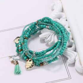Heart Shape Pendant Bracelet Boho Style Multilayer Stackable Beaded Bracelet Set Multicolor Hand Jewelry (style: Style-B)