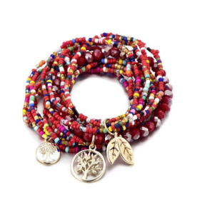 Stretch Beaded Bracelet Tree Of Life Pendant Multilayer Stackable Hand Bracelet Set Boho Style Jewelry Gift (style: Style-G)