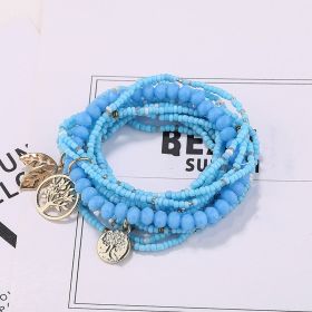 Stretch Beaded Bracelet Tree Of Life Pendant Multilayer Stackable Hand Bracelet Set Boho Style Jewelry Gift (style: Style-D)