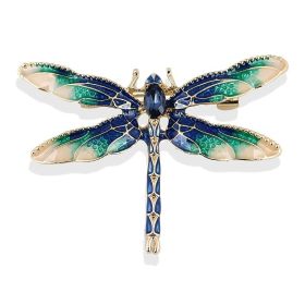 Enamel Dragonfly Brooch Insect Animal Dragonfly Pins For Women Blue With Green Brooches Safety Pin Women Girls Clothing Decoration (Color: Coffee Color)