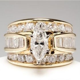 18K Multi Gold Ring for Women Natural 1 Carat Diamond with Diamond Jewelry Anillos De Bizuteria Anillos Mujer Gemstone Rings Box (Gem Color: Yellow, Ring Size: 8)
