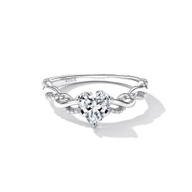 925 Sterling Silver Romantic Love Ring for Women Fine Jewelry Shining Heart Stone Ring for Girl Wedding Bridal Gift (Ring Size: 7)