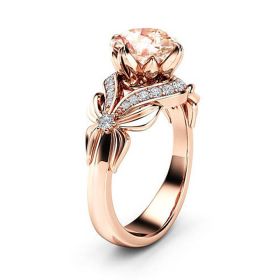 18K Rose Gold Ring Gemstone Wedding Ring for Women pure topaz bague anel Jewelry anillos de Bizuteria Gemstone (Gem Color: Gold, Ring Size: 9)