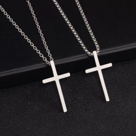 2023Classic Simple Punk Fashion Double Sided Cross Antique Silver Color Pendant Short Long Chain Necklaces Jewelry for Women Man (Metal Color: Round Bead Chain)