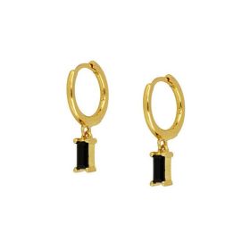 925 Sterling Silver French Punk Hip-Hop Geometric Small Hoop Earrings for Women Gold Silver Party Jewelry Accessories (Gem Color: 11)