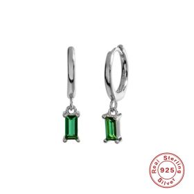 925 Sterling Silver French Punk Hip-Hop Geometric Small Hoop Earrings for Women Gold Silver Party Jewelry Accessories (Gem Color: 10)