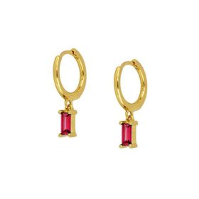 925 Sterling Silver French Punk Hip-Hop Geometric Small Hoop Earrings for Women Gold Silver Party Jewelry Accessories (Gem Color: 13)