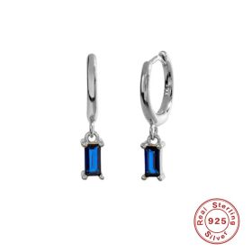 925 Sterling Silver French Punk Hip-Hop Geometric Small Hoop Earrings for Women Gold Silver Party Jewelry Accessories (Gem Color: 4)