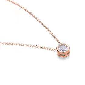 Tewiky Diamond Necklaces for Women; Dainty Gold Necklace 14k Gold Plated Long Lariat Necklace Simple Gold CZ Diamond Choker Necklaces for Women T (Color: Rose Gold)