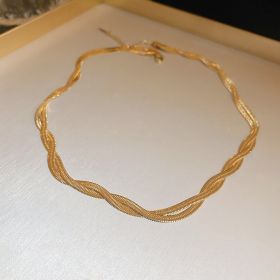 CHESKY 14K Gold/Silver Plated Snake Chain Necklace Herringbone Necklace Gold Choker Necklaces for Women Girl Gifts Jewelry (Color: Gold)