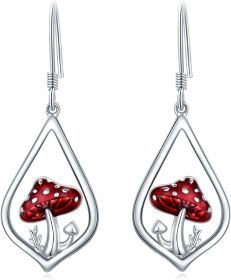 WINNICACA Sterling Silver Dangle Drop Leverback Stud Earrings for Women Girls Jewelry Gifts for Birthday Anniversary Mothers Day (Color: 13-Dangle-Mushroom)