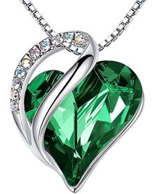 Leafael Mother's Day Necklace; Infinity Love Heart Pendant with Birthstone Crystals; Jewelry Gifts for Women; Birthday Necklaces for Wife Mom Gir (Color: Grass green)