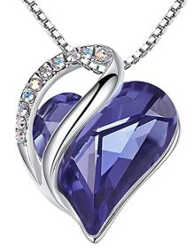 Leafael Mother's Day Necklace; Infinity Love Heart Pendant with Birthstone Crystals; Jewelry Gifts for Women; Birthday Necklaces for Wife Mom Gir (Color: Purple)