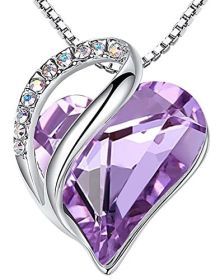 Leafael Mother's Day Necklace; Infinity Love Heart Pendant with Birthstone Crystals; Jewelry Gifts for Women; Birthday Necklaces for Wife Mom Gir (Color: Light Purple)