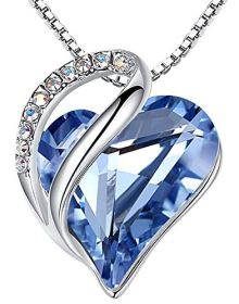 Leafael Mother's Day Necklace; Infinity Love Heart Pendant with Birthstone Crystals; Jewelry Gifts for Women; Birthday Necklaces for Wife Mom Gir (Color: Light Blue)