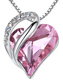 Leafael Mother's Day Necklace; Infinity Love Heart Pendant with Birthstone Crystals; Jewelry Gifts for Women; Birthday Necklaces for Wife Mom Gir (Color: rose)