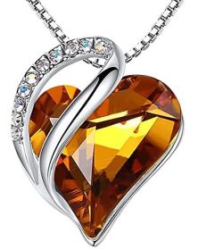 Leafael Mother's Day Necklace; Infinity Love Heart Pendant with Birthstone Crystals; Jewelry Gifts for Women; Birthday Necklaces for Wife Mom Gir (Color: amber)