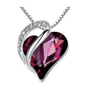 Leafael Mother's Day Necklace; Infinity Love Heart Pendant with Birthstone Crystals; Jewelry Gifts for Women; Birthday Necklaces for Wife Mom Gir (Color: purplish red)