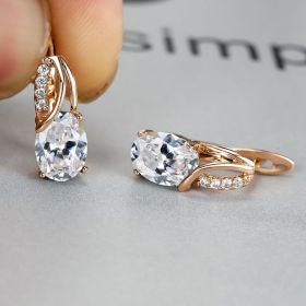 Simple Fashion Oval Cut Marble Marble Zircon Earrings Vintage Zircon Earrings Bridesmaid Wedding Jewelry Gift (Color: White)