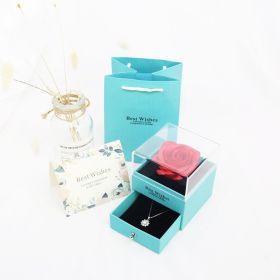 Single Acrylic Jewelry Packaging Box Necklace Ring Eternity Flower Box (Dimensions: Jewelry universal models, Color: Tivni blue)