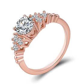 Silver Jewelry Women's Anti-real Diamond Ring Inlaid (Color: Rose Gold, size: US Size 9)