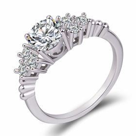 Silver Jewelry Women's Anti-real Diamond Ring Inlaid (Color: White gold, size: US Size 7)
