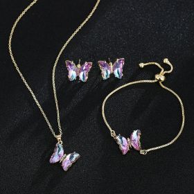 New Butterfly Necklace Jewelry Set (Color: Purple color)