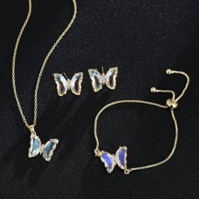 New Butterfly Necklace Jewelry Set (Color: White color)