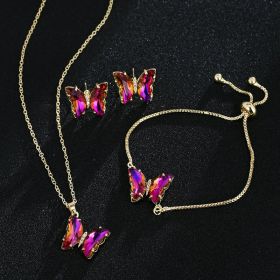 New Butterfly Necklace Jewelry Set (Color: Red color)