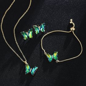 New Butterfly Necklace Jewelry Set (Color: Green color)