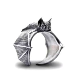 Men's And Women's Fashion Personality Vintage Bat Ring Cute Jewelry (Color: Silver, size: Adjustable opening)