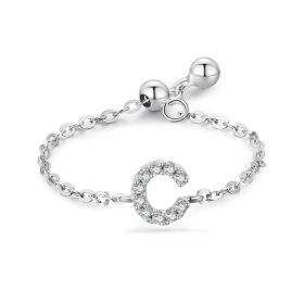 Letter Chain Ring Female Fashion Niche Design Love Thin Ring Jewelry (style: C)