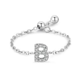 Letter Chain Ring Female Fashion Niche Design Love Thin Ring Jewelry (style: B)