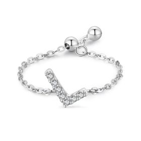 Letter Chain Ring Female Fashion Niche Design Love Thin Ring Jewelry (style: L)